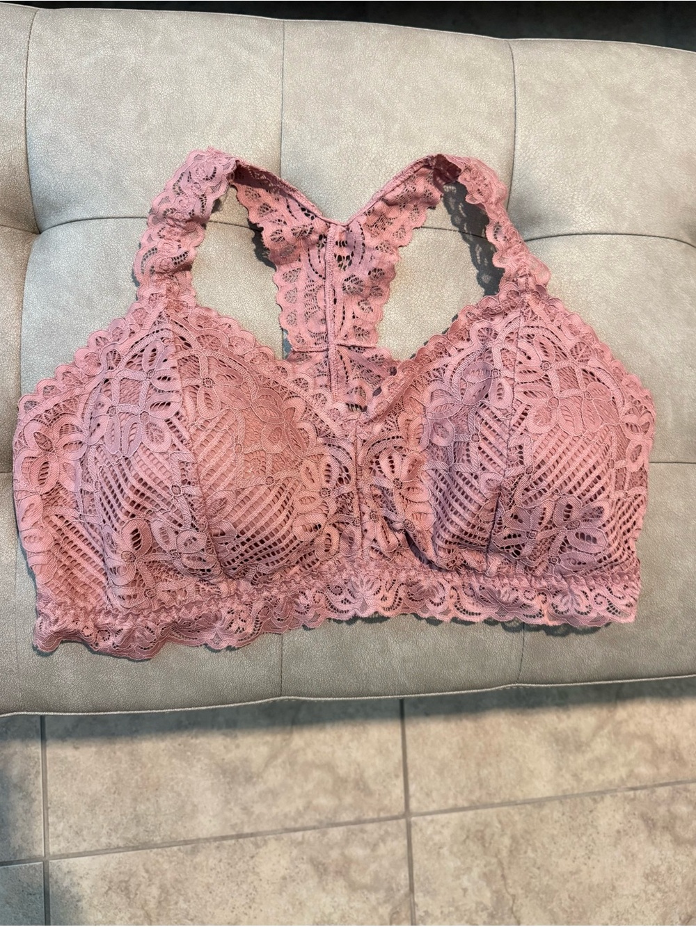 Maurices Dusty Rose Lace Racerback Bralette